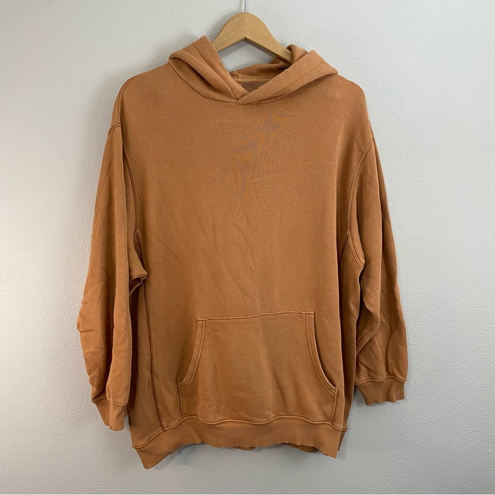 Aerie Distressed Orange Hooded Sweatshirt Women’s Medium Oversized